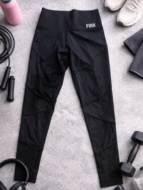 PINK Black High-Rise Seam-Detail Leggings